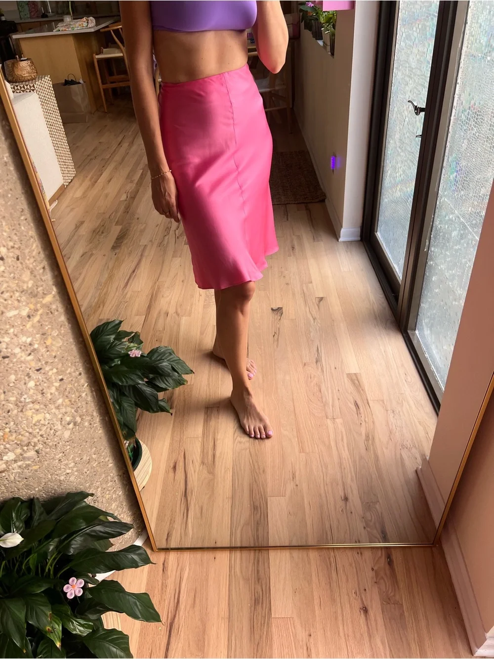 Stella McCartney Pink Satin Midi Skirt